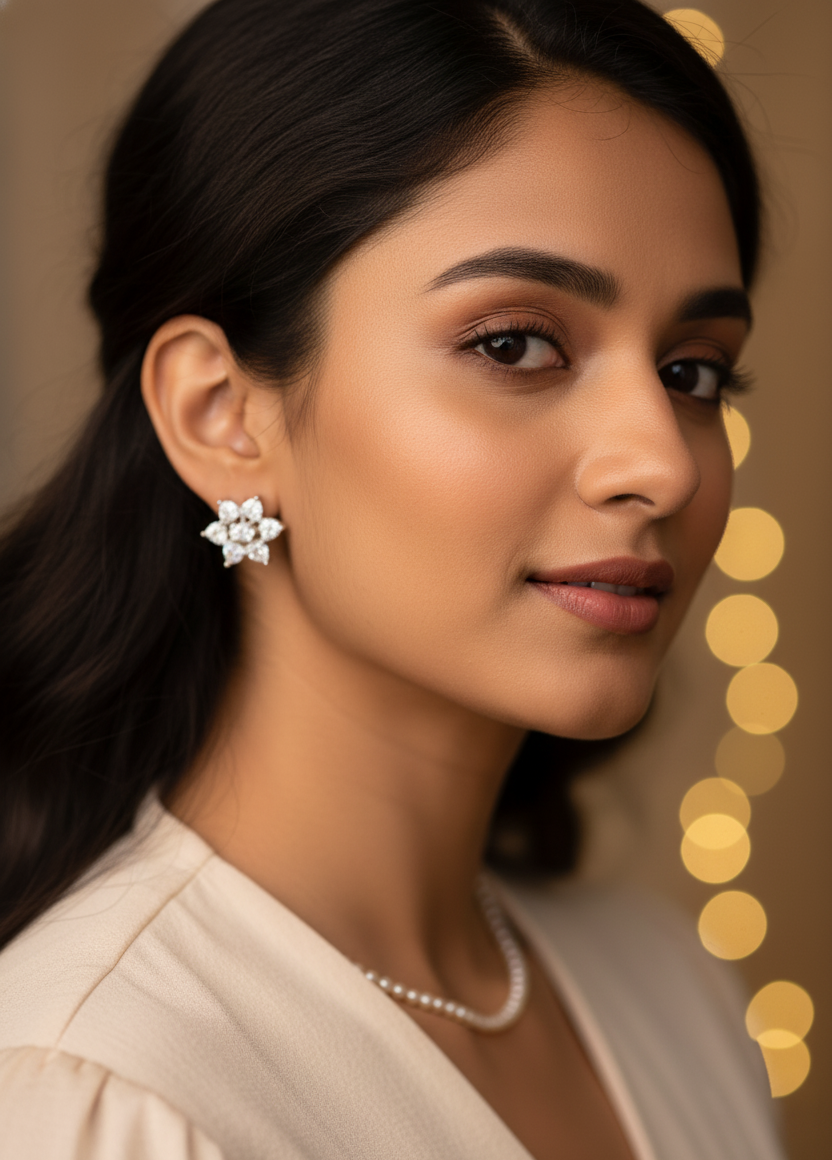 Pushya Nakshatra Special – Abhimantrit Floral Diamond Earrings