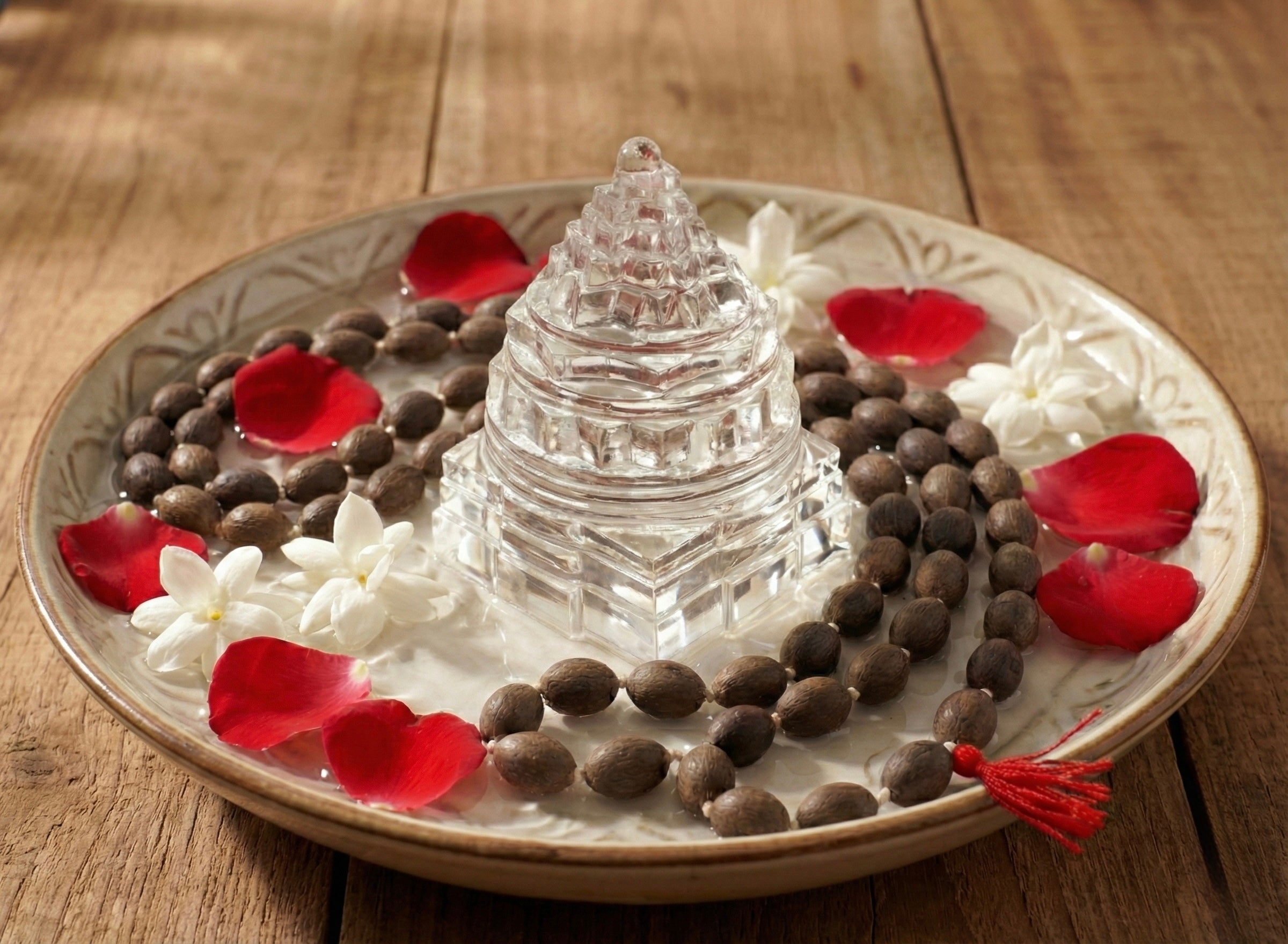 Abhimantrit Sphatik Shriyantra + FREE Kamalgatta Mala