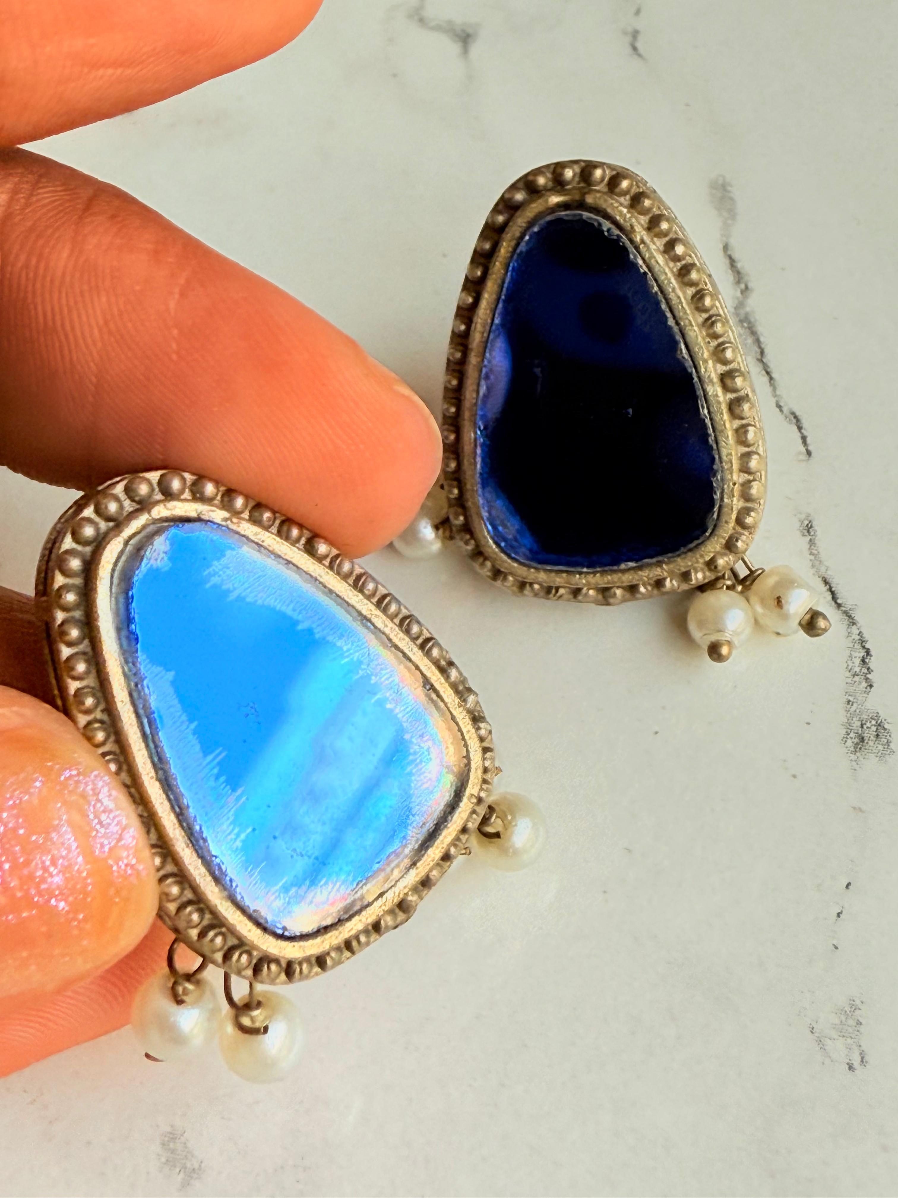 Afghani Dhoop-Chhaav Neelam Earrings – Abhimantrit with 92,000 Chants for Shani Dosh Nivaran