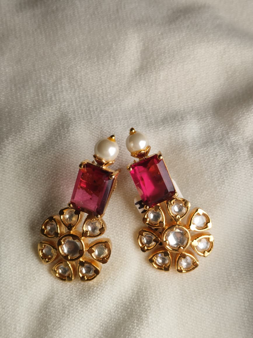Real Ruby & Pearl Abhimantrit Earrings – Dhanteras Special