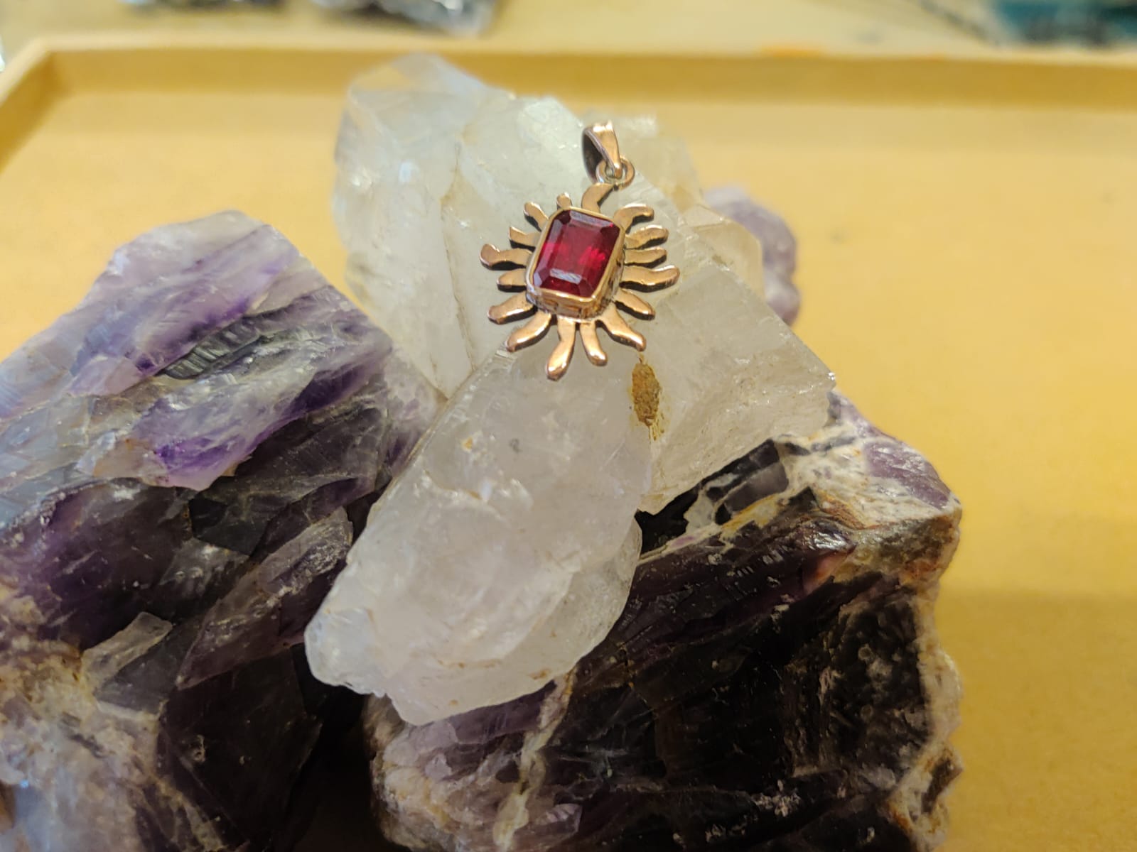 Pure Bohemian Ruby Rajgharana Locket