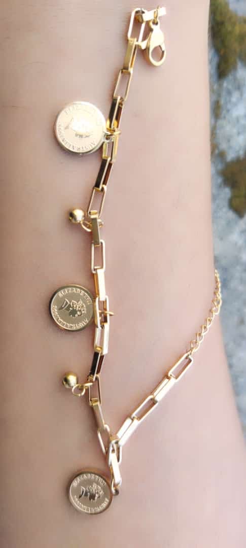 14 Carat Gold Original Victorian Coin Good Luck Chain Band