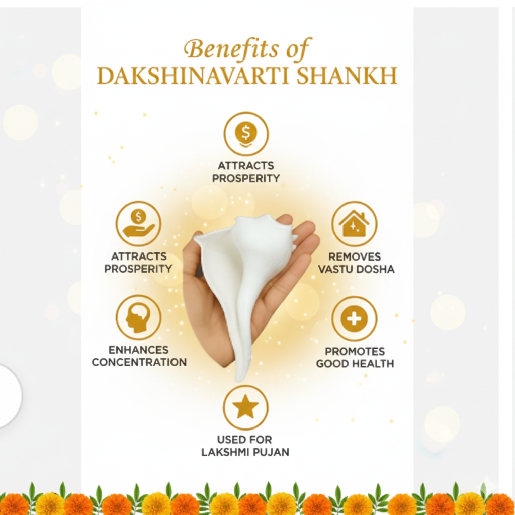 Dakshinavarti shankh + Chandan mala combo