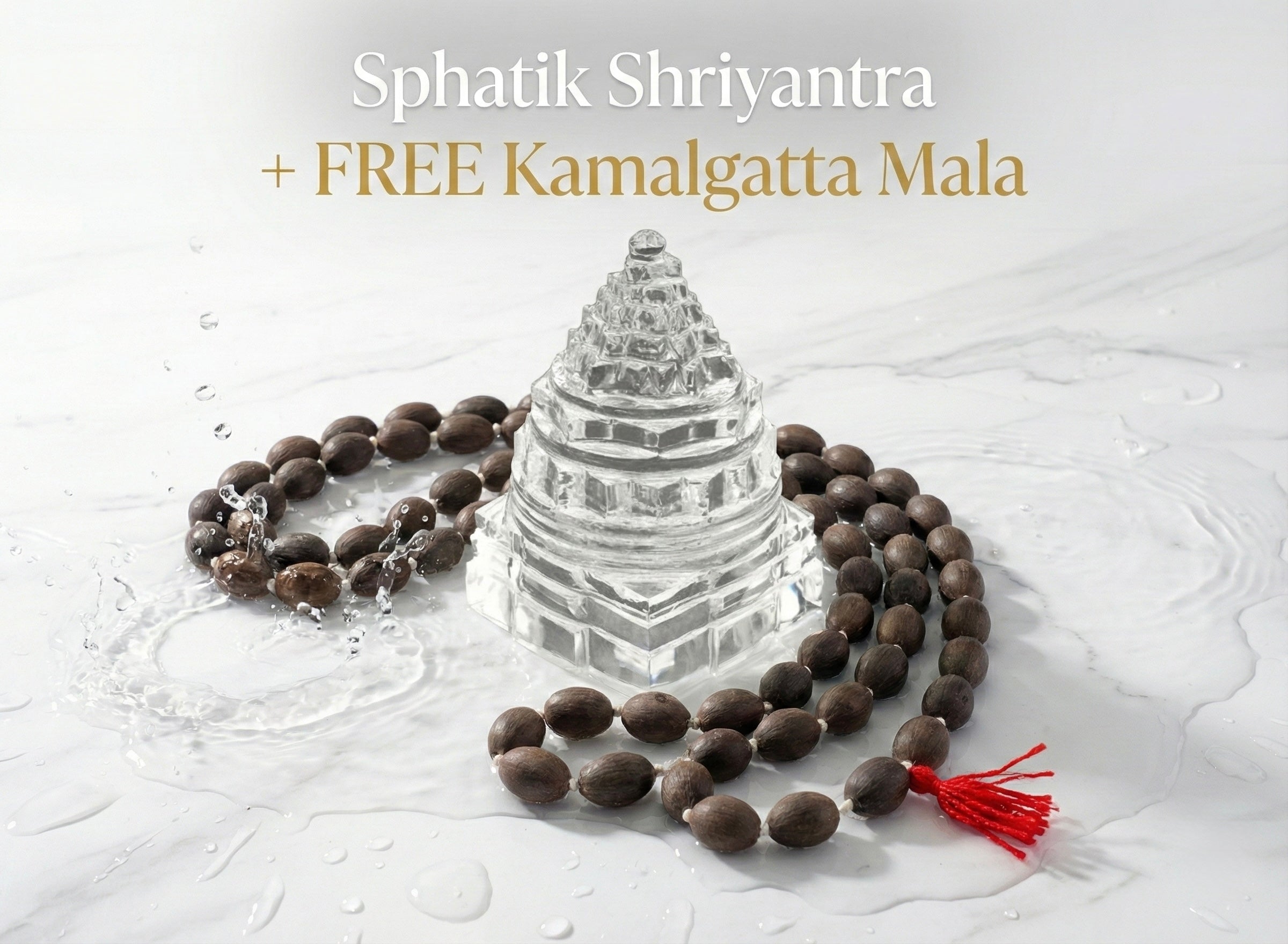 Abhimantrit Sphatik Shriyantra + FREE Kamalgatta Mala