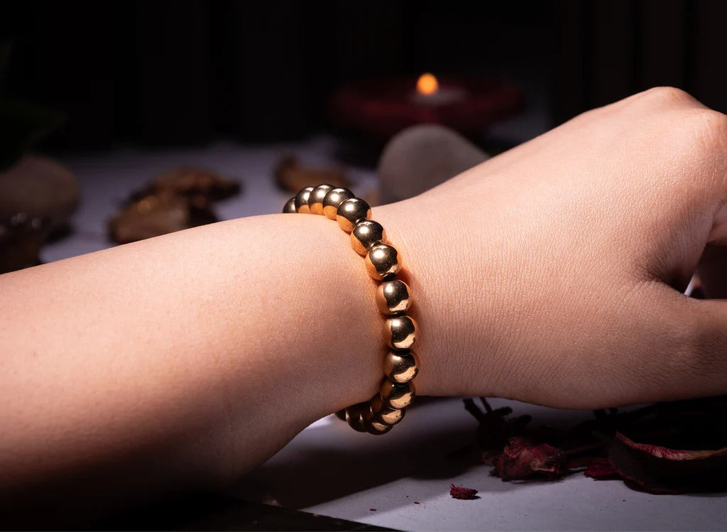 Lakshmi Kuber Kavach Bracelet (Golden Pyrite Stone Wealth Bracelet) - Free Tumble